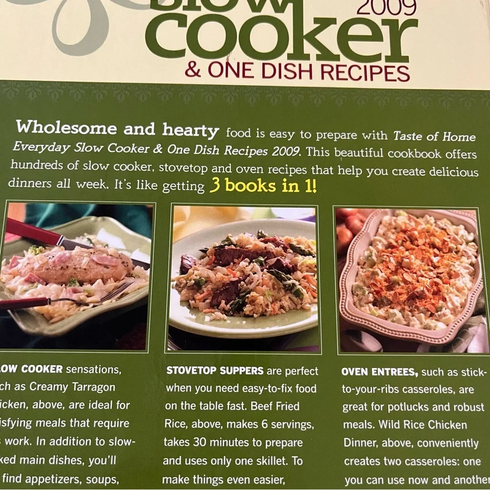 Taste of Home 2009 Slow Cooker & One Dish Recipes Cookbook - Yellow and Red